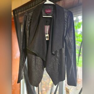 VIGOSS Braided faux suade drape jacket